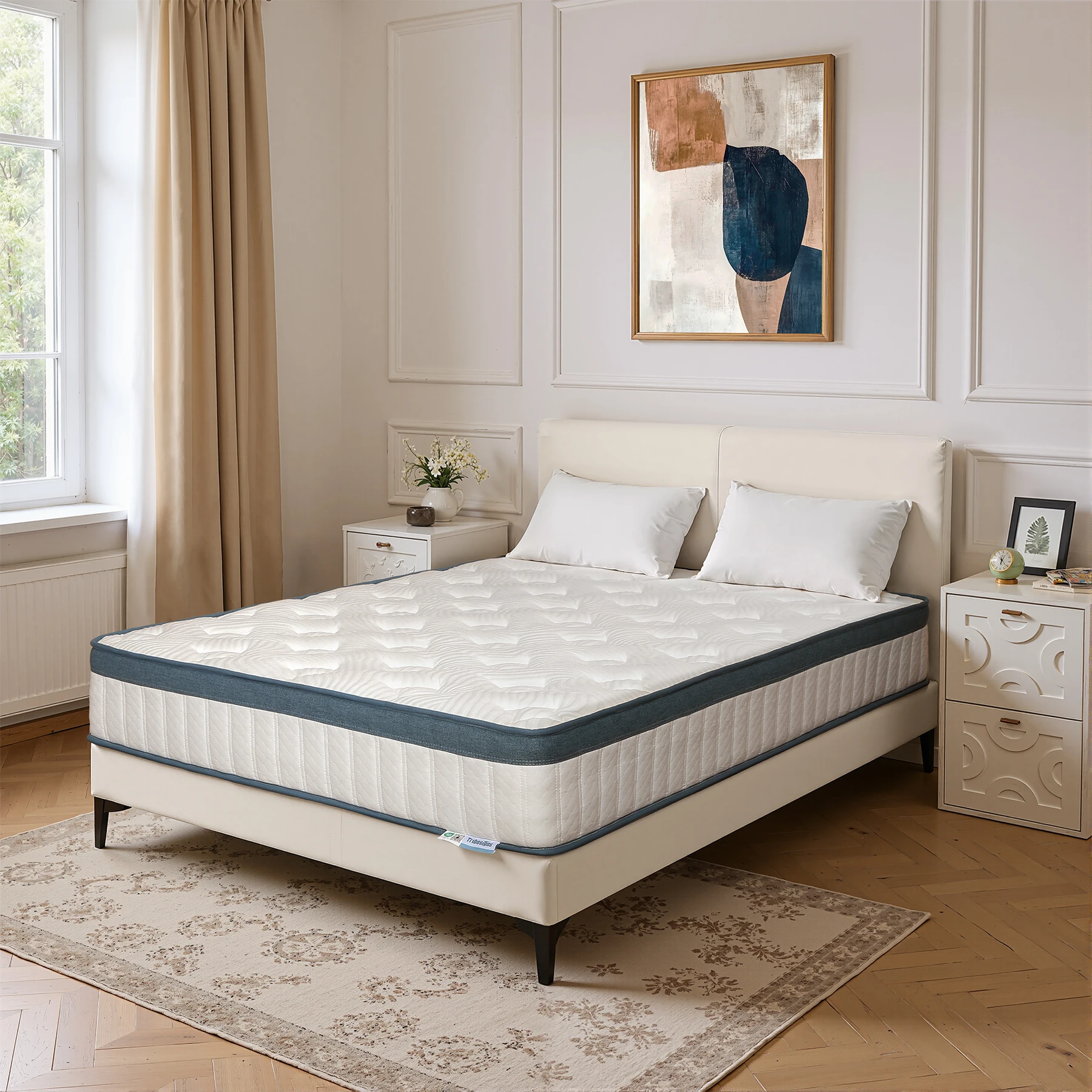 Matelas Tribesigns 160x200 cm Hauteur 25 cm Matelas à ressorts ensachés Dureté moyenne H3 Matelas orthopédique 7 zones