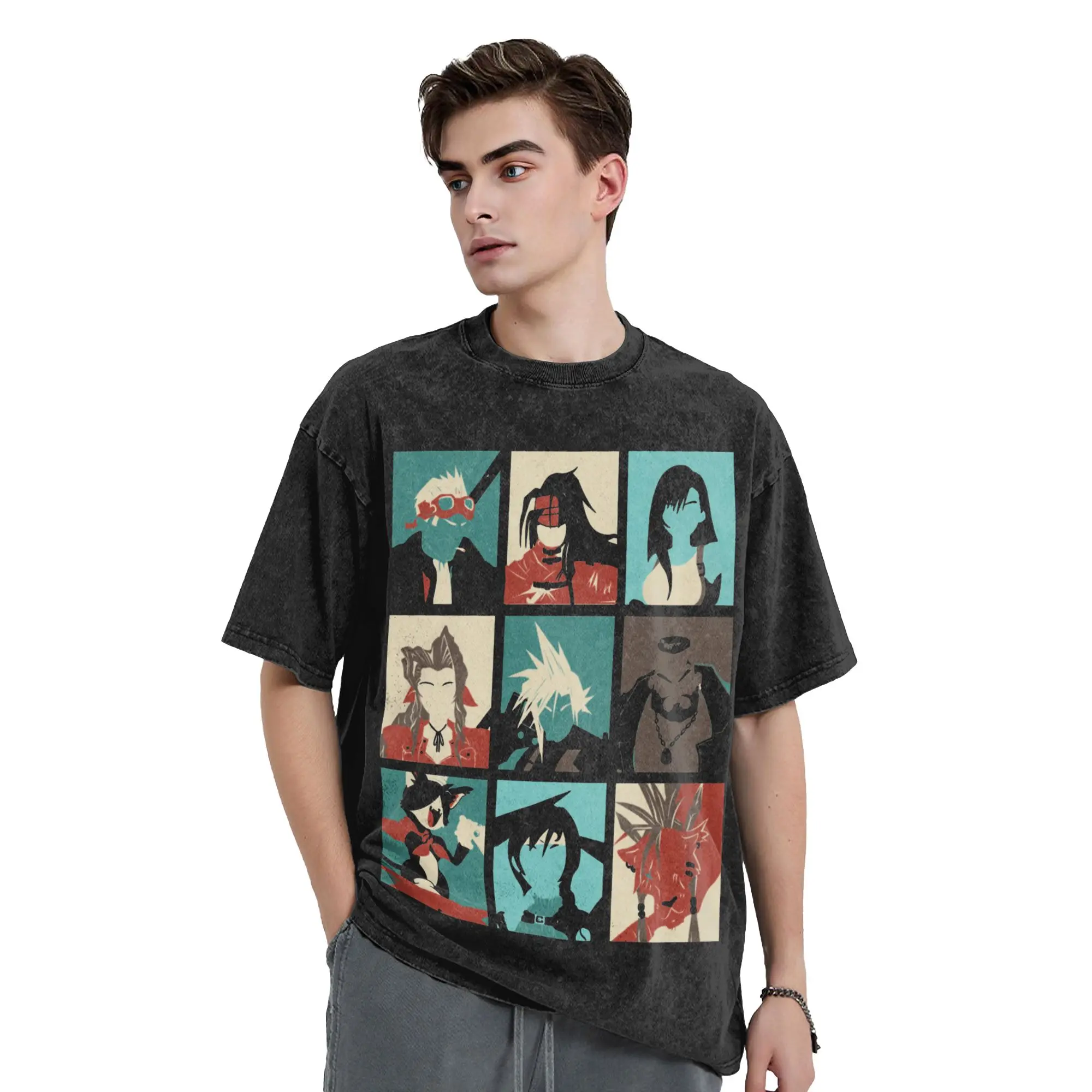 Men Women Finals Fantasys Video Game Vintage Washed T Shirts  Cotton Clothes Hipster Short Sleeve O Neck Tees Summer T-Shirts
