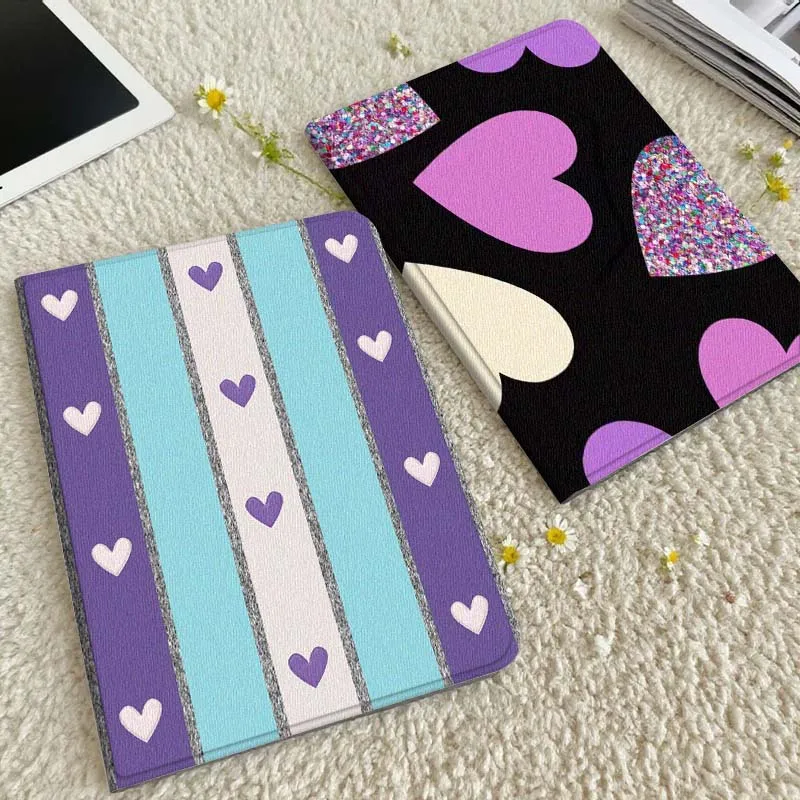 

Cartoon Heart Stripe Pattern Tablet Case For Xiaomi Redmi Mini Pad SE K 2 4 5 6 7 8 2023 2025 11 8.8 11.2 10.1 Pro Gift