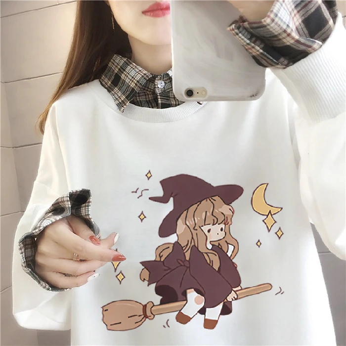 

Весенне-осенний свитшот нового фасона с длинным рукавом для девочек, милый топ в студенческом стиле для старшеклассниц, для подростков