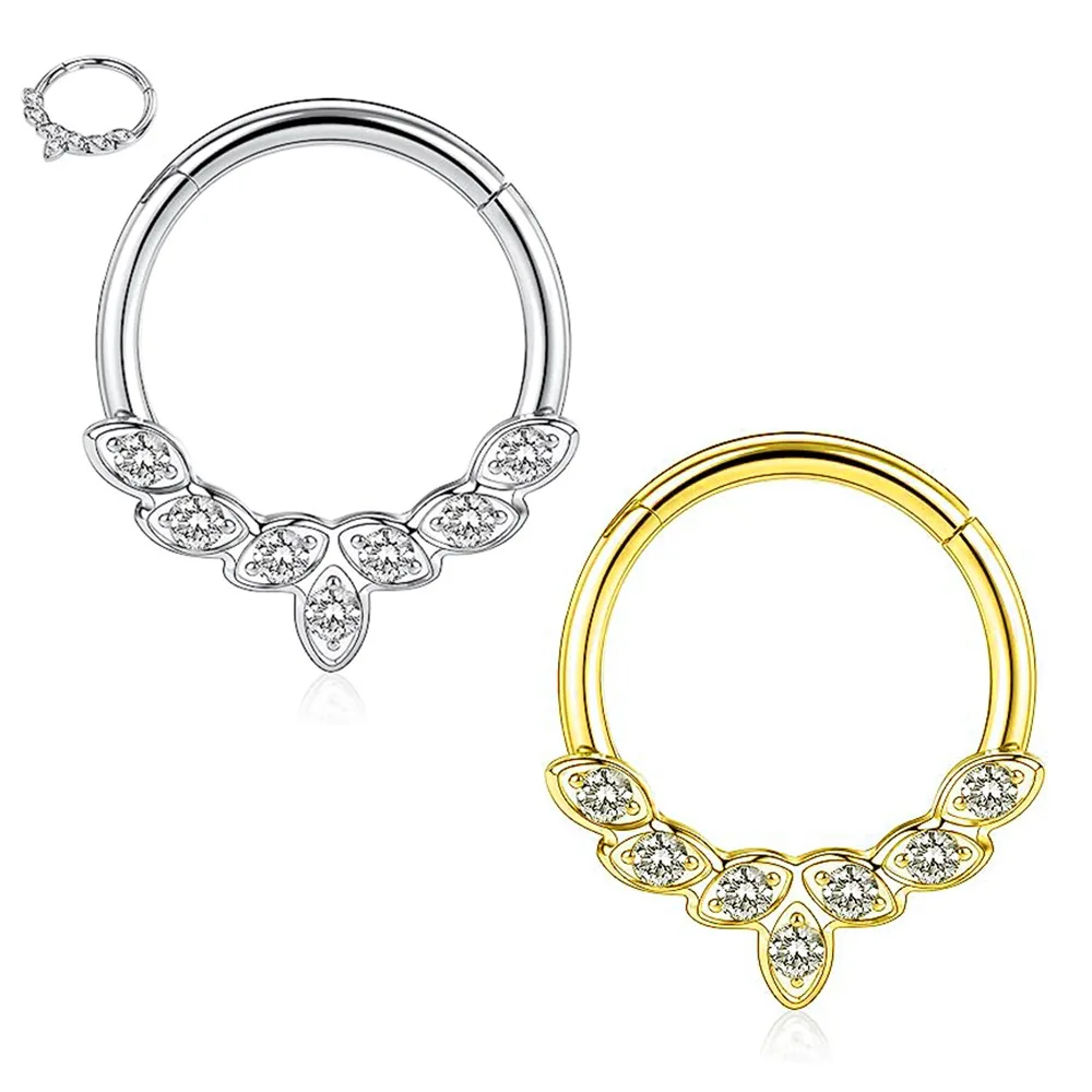 New Surgical Steel Earrings Zircon Hight Segment Rings Open Small Septum Piercing Nose Ring Helix Conch Piercing Body Jewelry