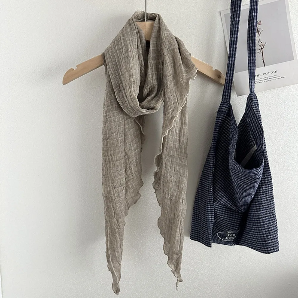 

Модный однотонный женский шарф, тонкая вафельная текстура, длинная шаль, мягкая плиссированная тонкая шаль, осень