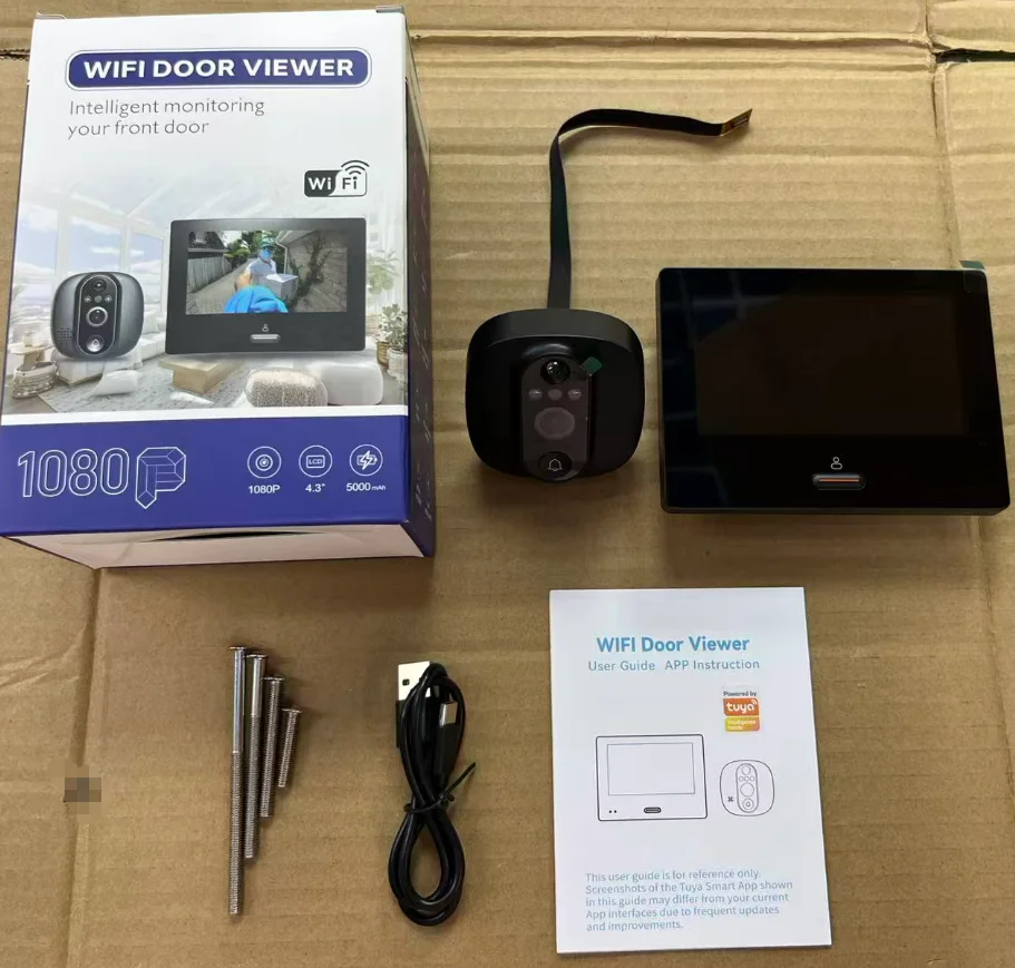 Tuya APP 4.3 Inch 2MP 1080P Wireless WiFi Doorbell with IR Night Vision And Motion Detection Video Door Phone Visual Door Viewer