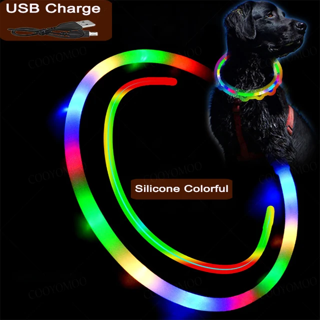 4-trybowa obroża ładująca Luminou Led Usb Cat Silikonowa kolorowa obroża Odłączana nocna świecąca Zapobieganie stratom zwierząt Akcesoria dla psów