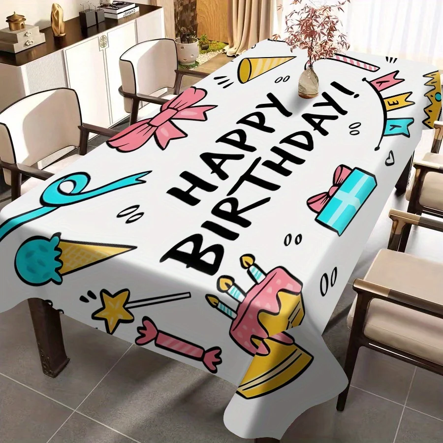 One set of table decoration party supplies, with colorful printed birthday celebration cartoon patterns
