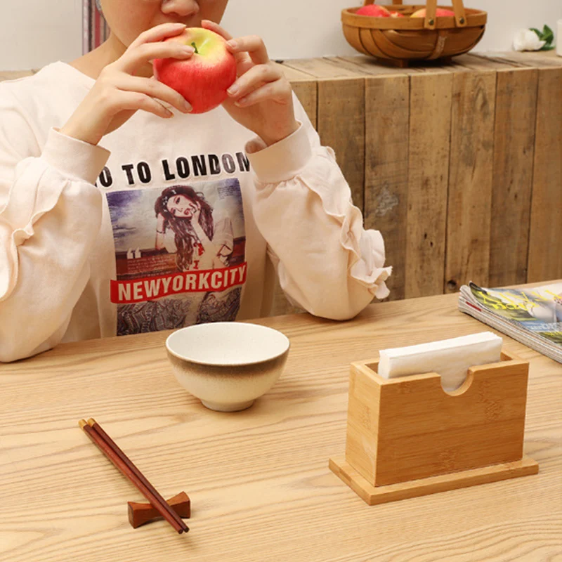 Bamboo Simple Tissue Box Cube Fan Shaped Napkin Holder Home Kitchen Dining Table Paper Towel Storage Rack