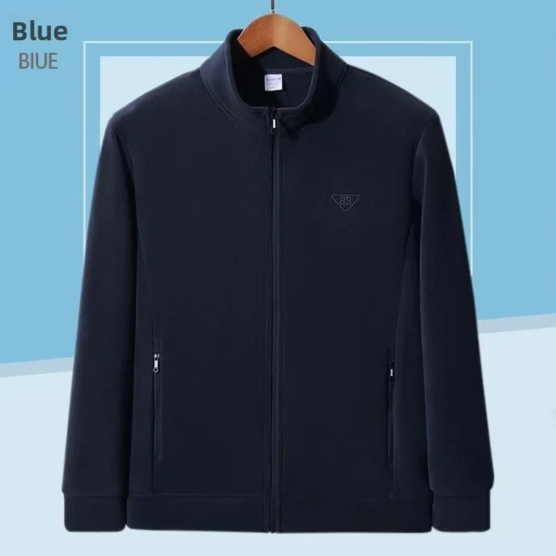 سترة صيد فضفاضة ومريحة عصرية متعددة الاستخدامات وسترة صوف رياضية للرجال بياقة واقفة سترة دافئة مبطنة بالقطن