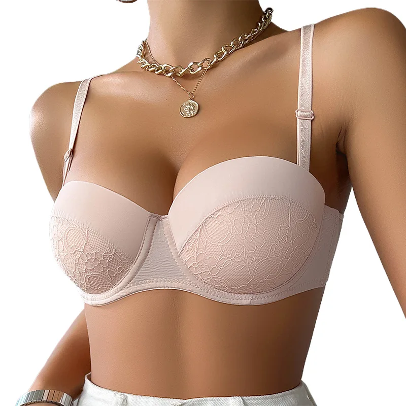 Sexy Gathering Lingerie For Girls With Large Breasts Adjustable Lace Bra Brasier Mujer Woman Clothes 70 75 80 85 B Cup