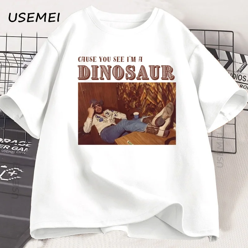 

Cause You See I'm A Dinosaur T-Shirt Retro Western Southern T Shirt Men Funny Cowboy Tees Country Music Men's Clothing Tshirt