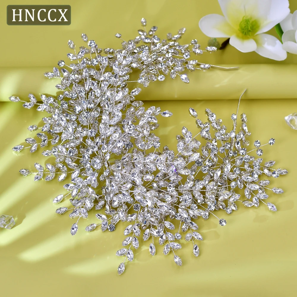 HNCCX Luxury Rhinestone Crown Hairband Bridal Wedding Elegant  Accessories Handmade Sparkling Crystal Woman Headwear CP385