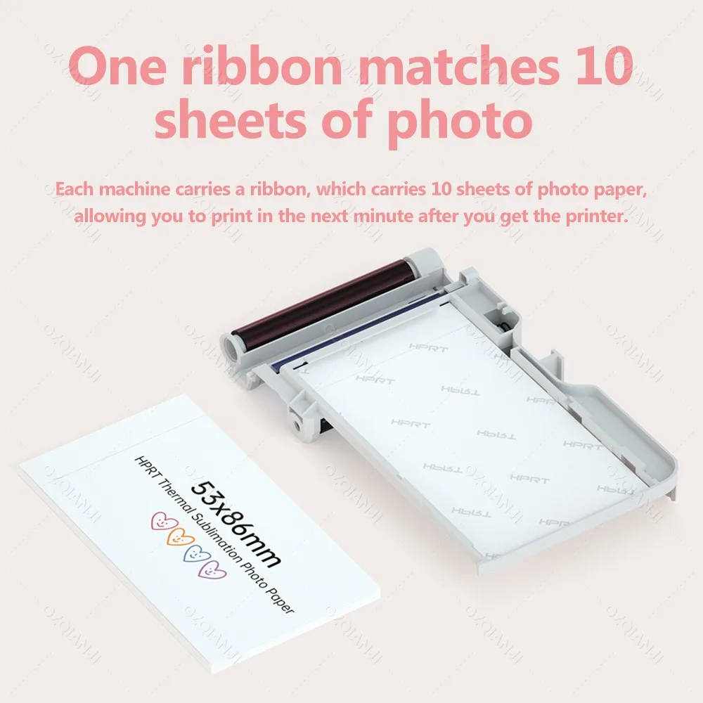 For HPRT CP2100 Color Thermal Transfer Photo Printer Paper 2x3'' 53x86mm 20sheets Picture Paper Ribbon Pack