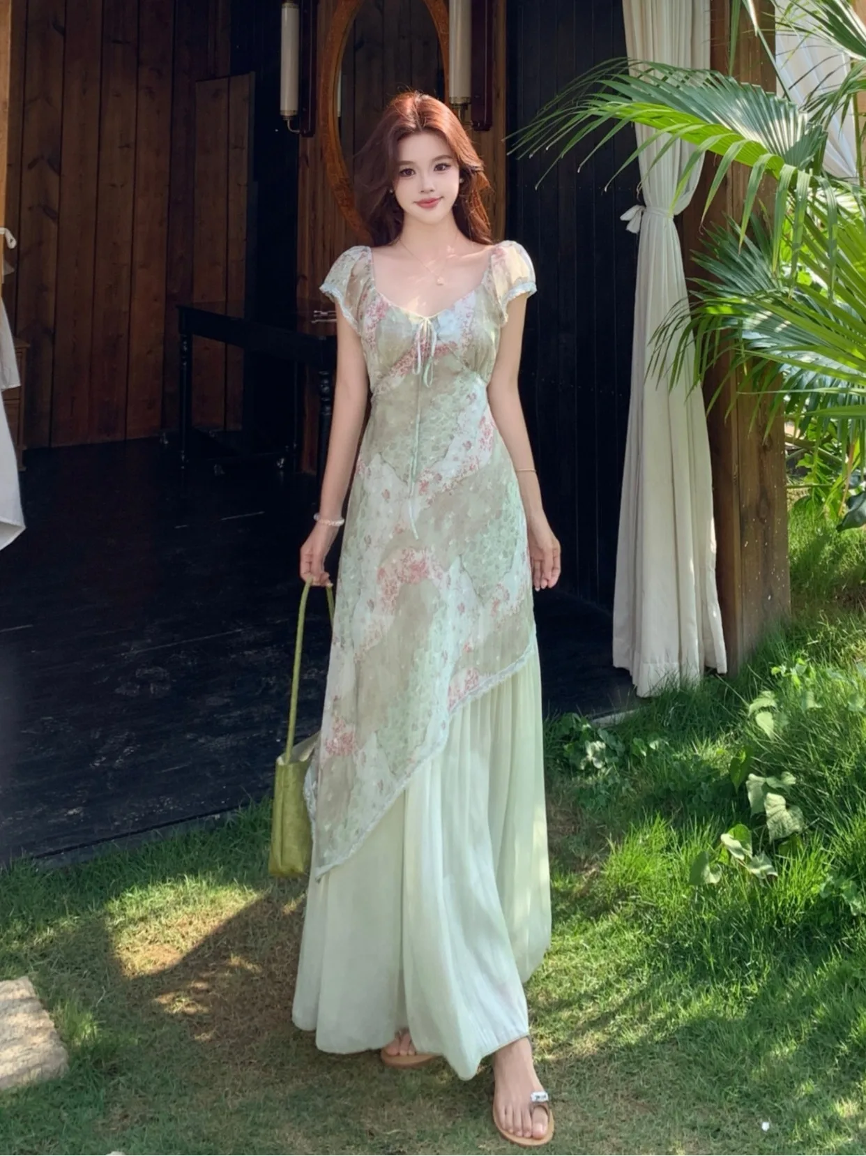 

plus Size Floral Embroidery Summer New Style Holiday Dress Asymmetrical Waist Slimming Design Casual Commute Style Long Dress