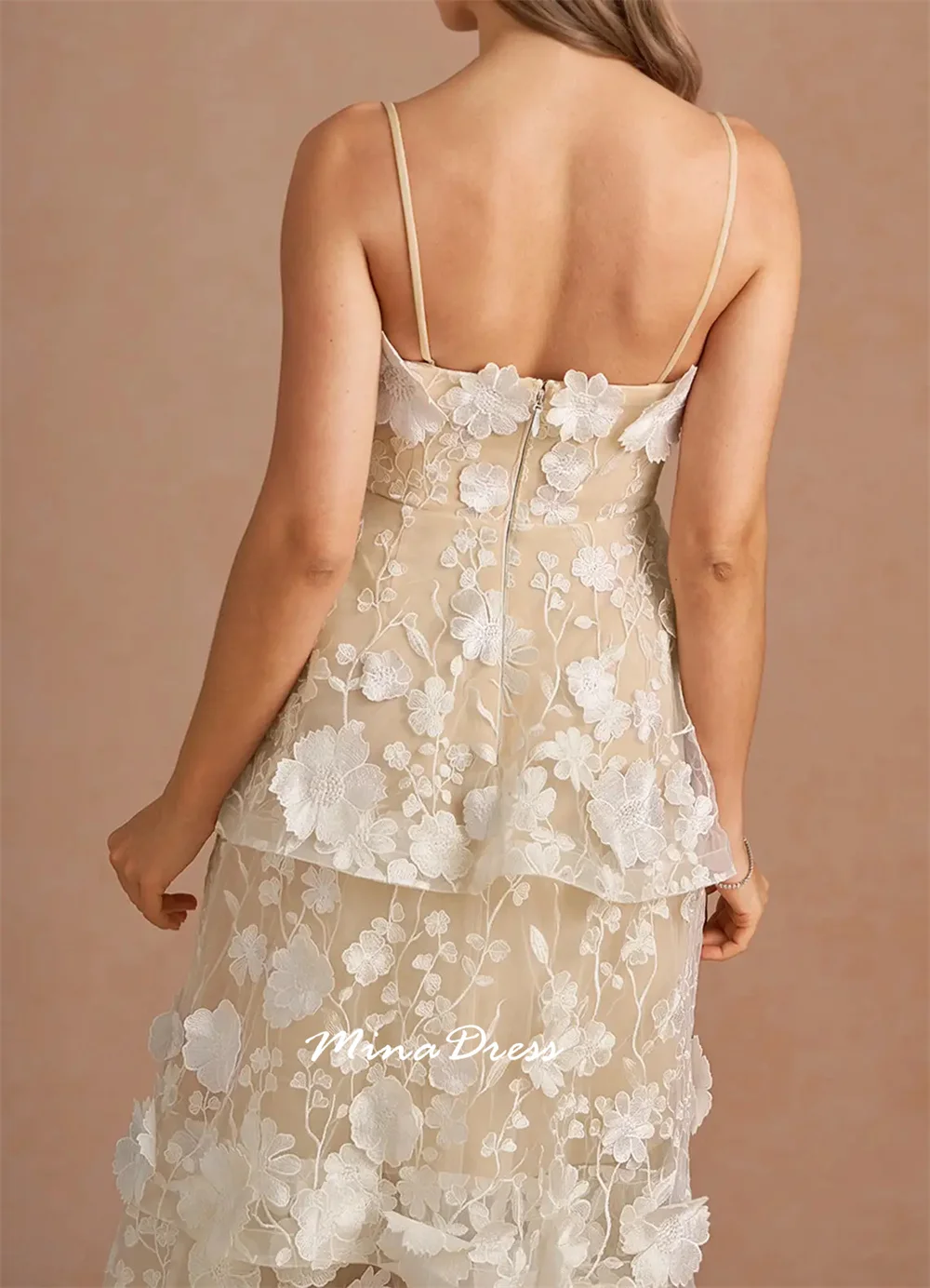Abiti da sera da donna di lusso Mina Level per occasioni speciali Abito con spalla sottile rimovibile personalizzato con fiori a corsetto