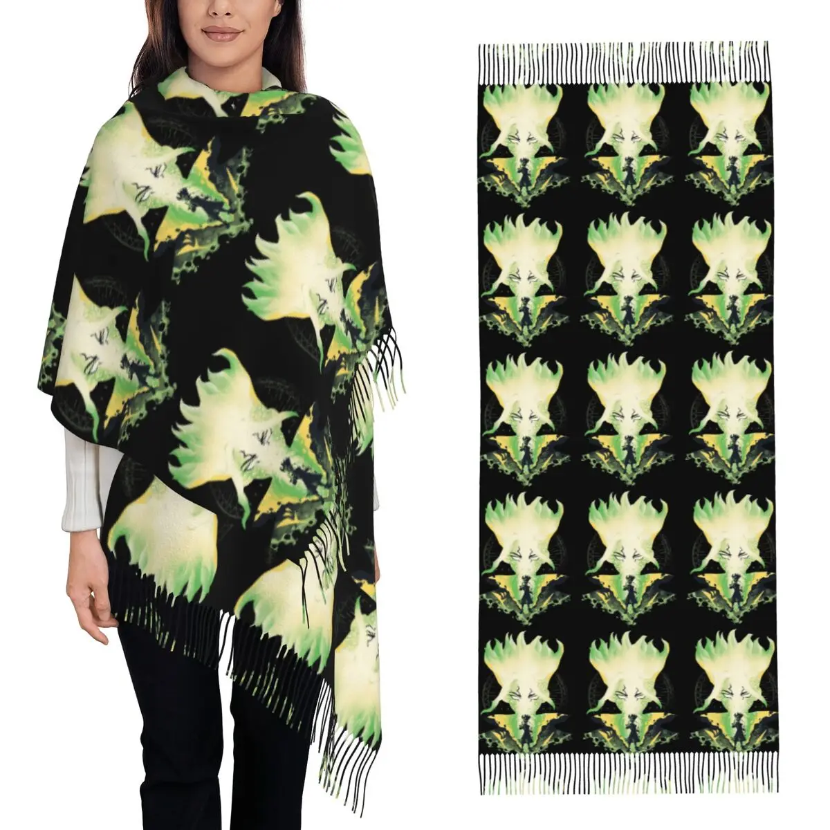 Anime Dr Stone Scarf Tassel Scarves Women Soft Warm Shawls and Wraps Long Fall Winter Shawl Wrap