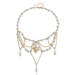 Pearls Butterfly Heart Fairycore Choker Necklace Y2k Pixie Fairycore Cottagecore Rosary Necklace Handmade Jewelry Giftsi