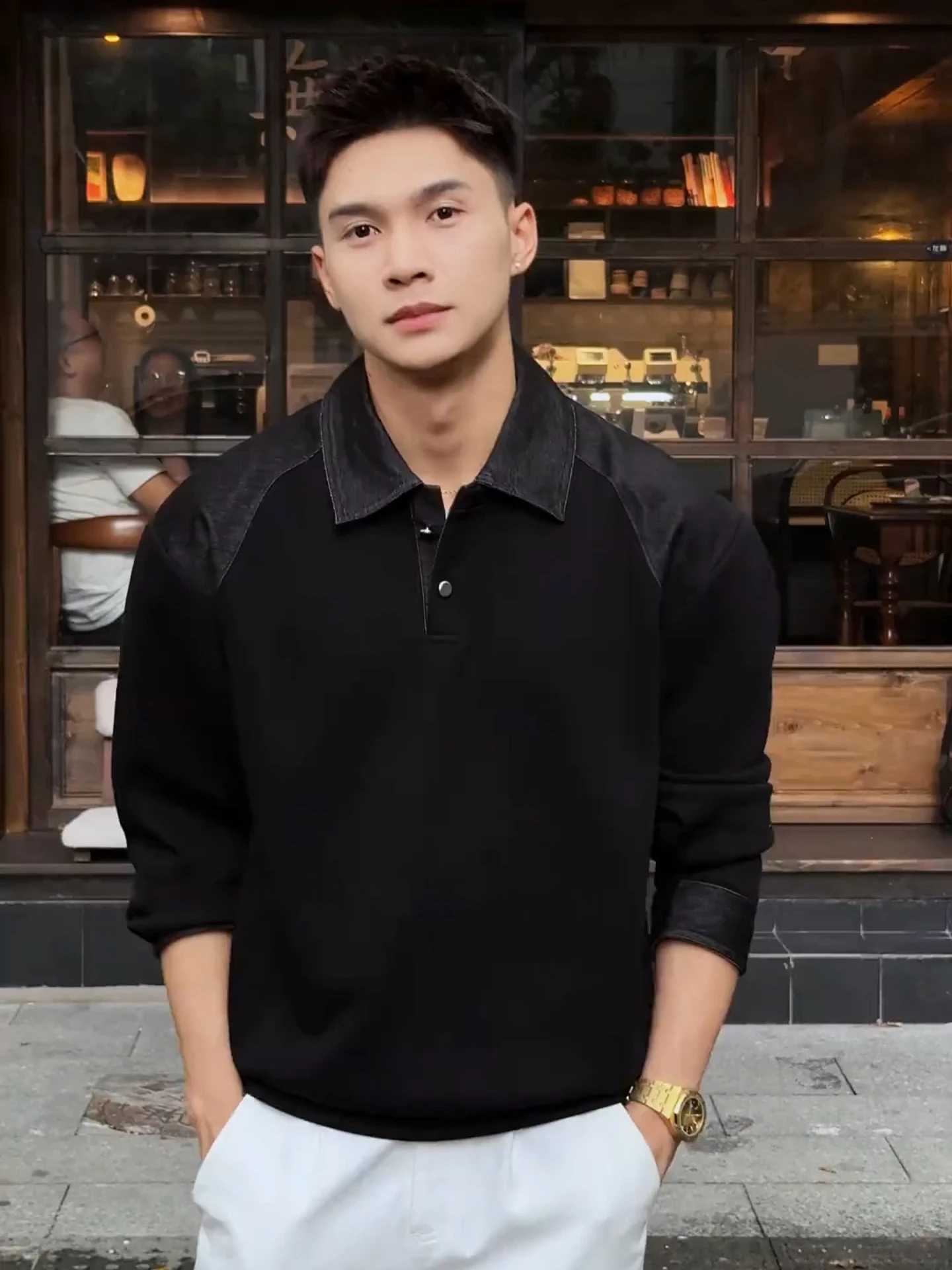 

Briti Sle irt Мужская футболка Long Sve Цветная блузка Дизайн Bla Повседневная толстовка oulder Ширина Обычный крой Autu...