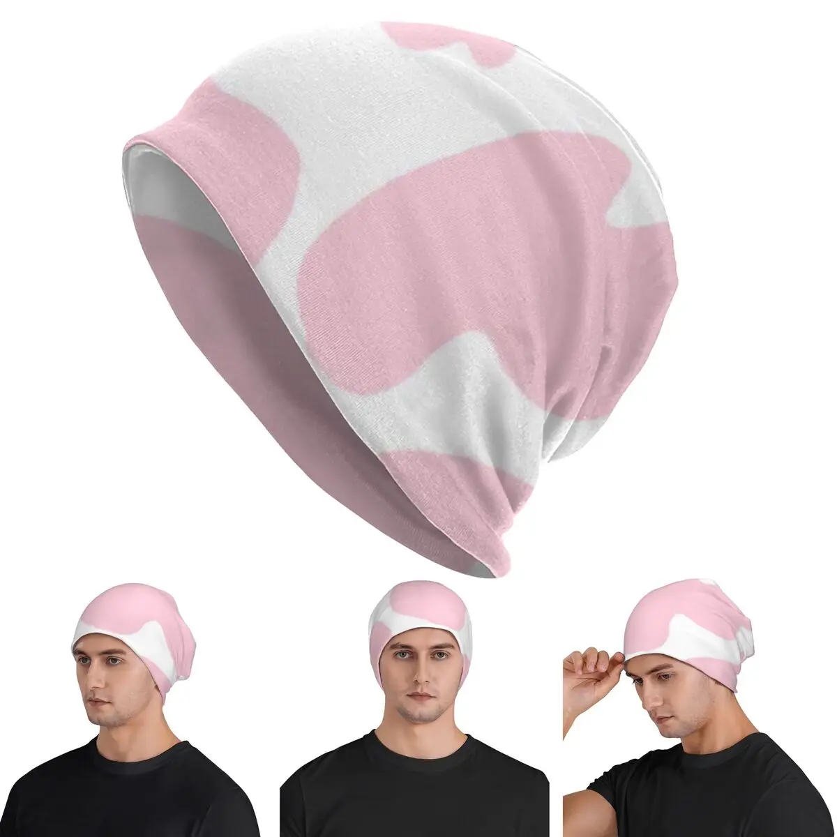 Cow Print Spot Heart Cute Kawaii  Unisex Adult Beanies Caps Knitted Bonnet Hat Warm Fashion Autumn Winter Outdoor Skullies Hats
