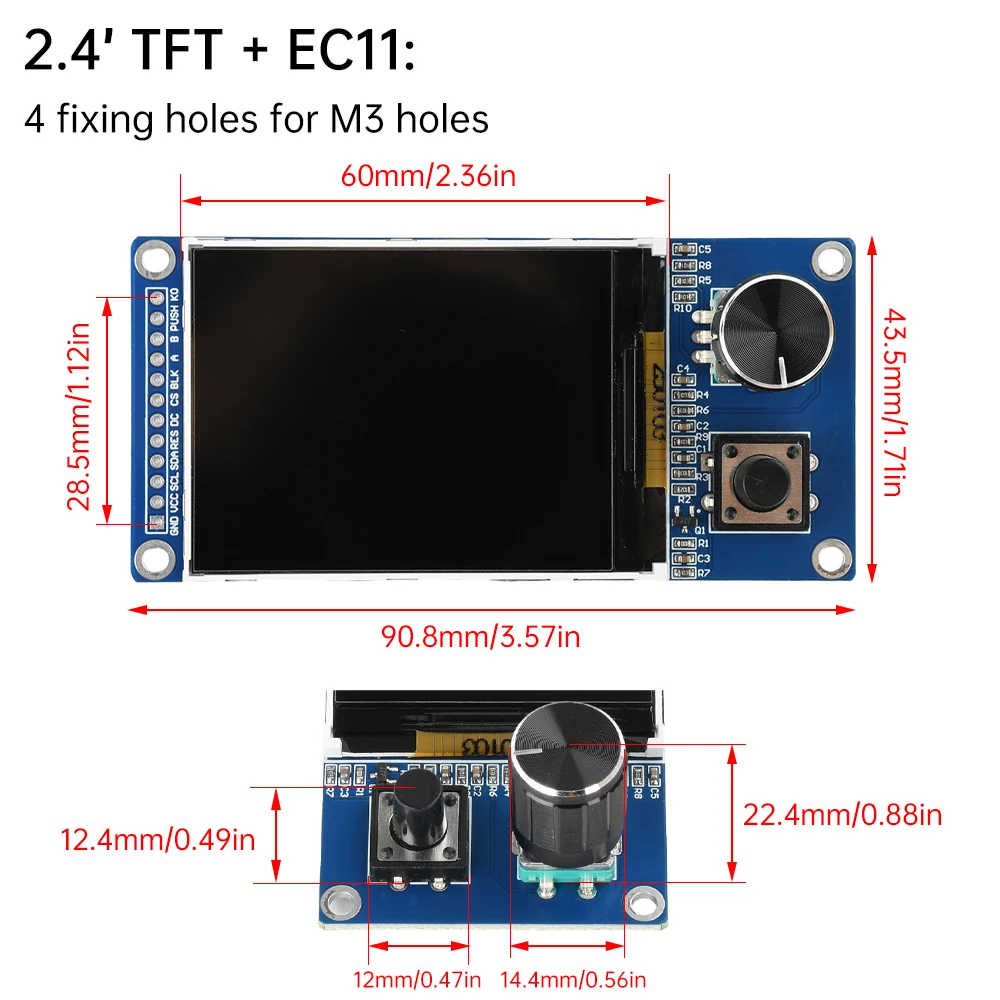 EC11 Drehgeber-Kombinationsmodul TFT-LCD-Display SPI-Schnittstelle 1,8/2,4-Zoll TFT-Display für Elektronikprojekte – Detail 8