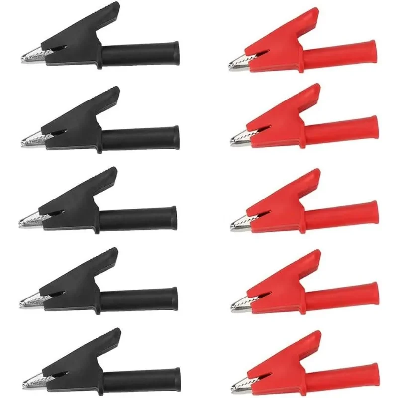 10Pcs 30A Full Insulated Crocodile Clips Red/black with 4mm Socket Banana Jack Copper Test Clamp Wire Clip Alligator Clips