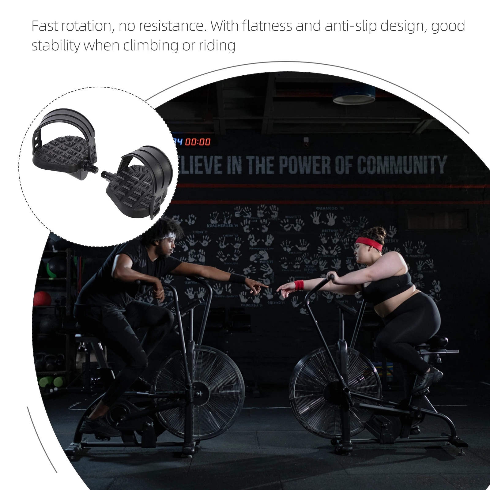 

1Pair Indoor Cycling Pedals Plastic Exercising Bike Footboards Gym Fitness Gym Bike Pedals Anti Slip