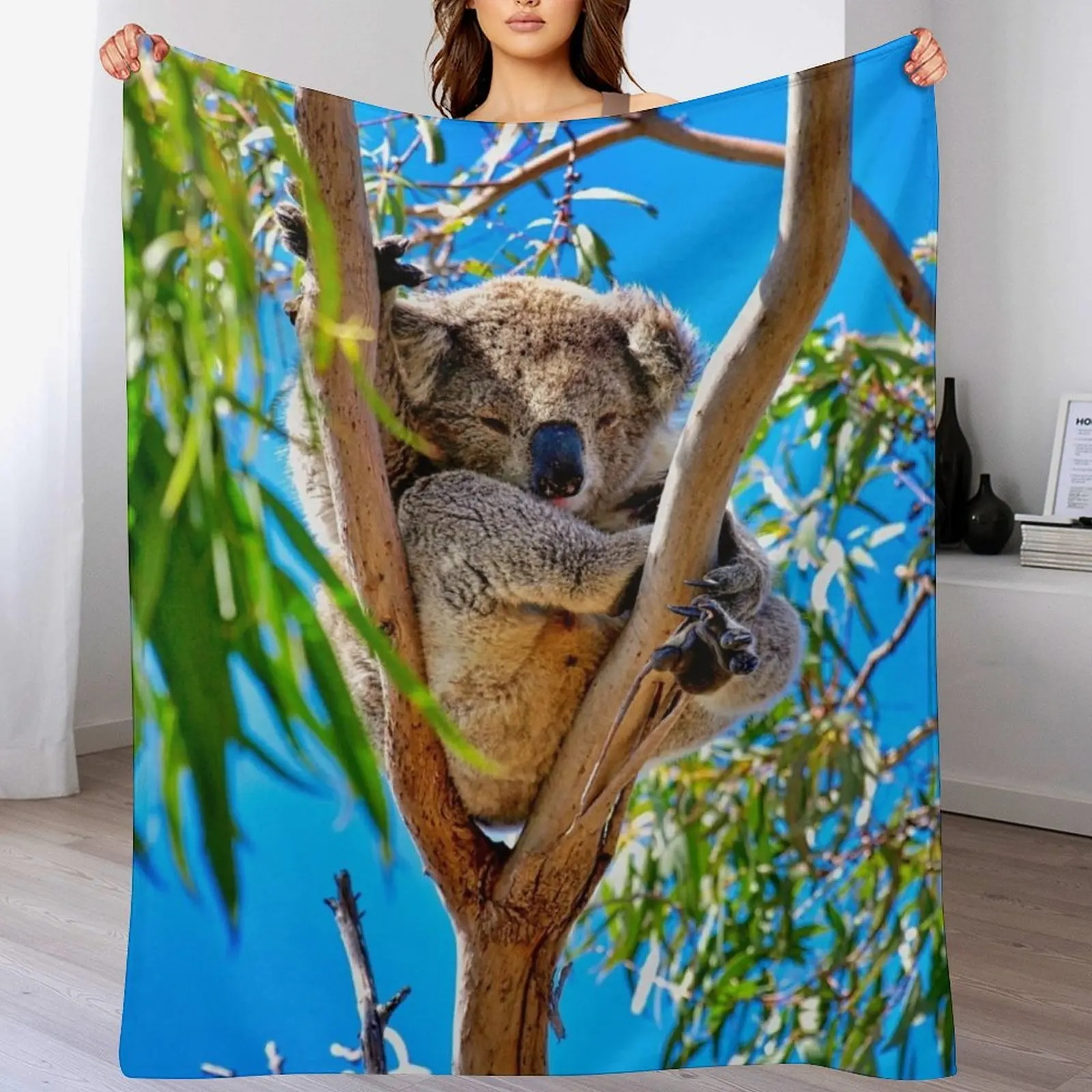 Lovely Australian Koala Bear Throw Blanket for sofa for winter Hairy Blankets