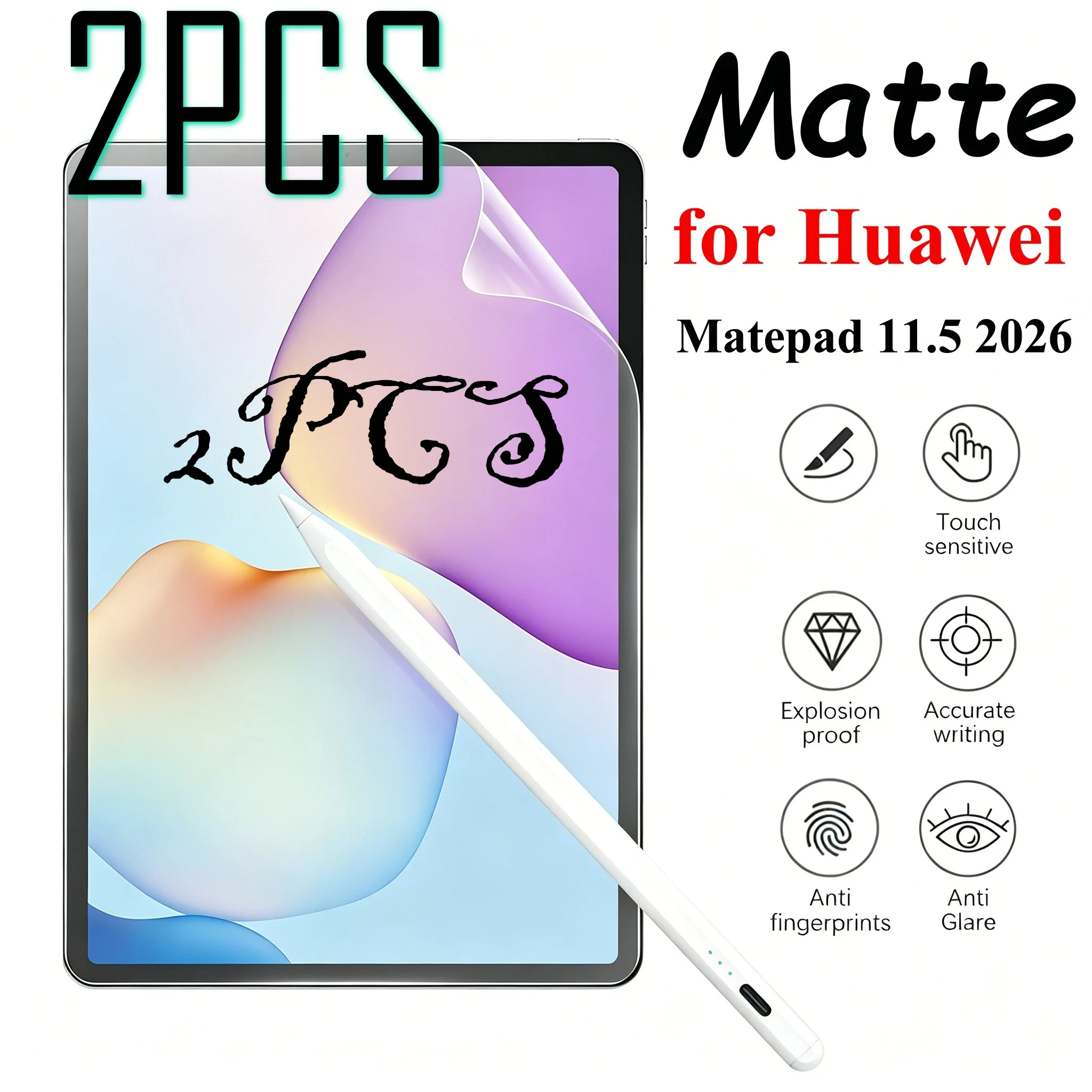 Image of 2 Stück Matte Papierähnliche Schutzfolie für Huawei Matepad 11.5 2026 11.5 S Air 12 X SE 11 Mini Pro 13.2 12.2 Nicht Glas