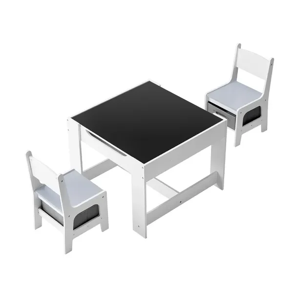 

Kids Table and 2 Chairs Set, Toddler Table and Chair Set with Storage Space under the Table, Cloth