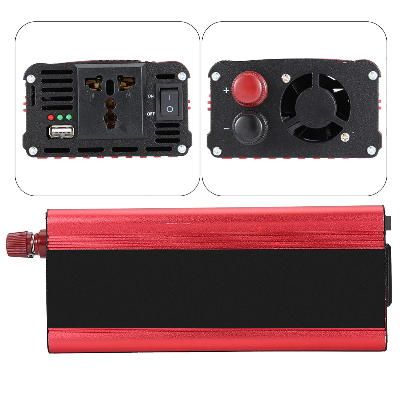 12Vから220Vへのインバーターコンバーター 車載用2000Wインバーター 車載インバーター USB充電機能付き 12V/24V車載インバーター