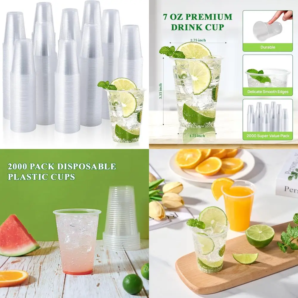 

Прозрачные пластиковые стаканчики на 7 унций, упаковка из 2000 штук — одноразовые для холодных напитков, свадеб, вечеринок и деловых мероприятий