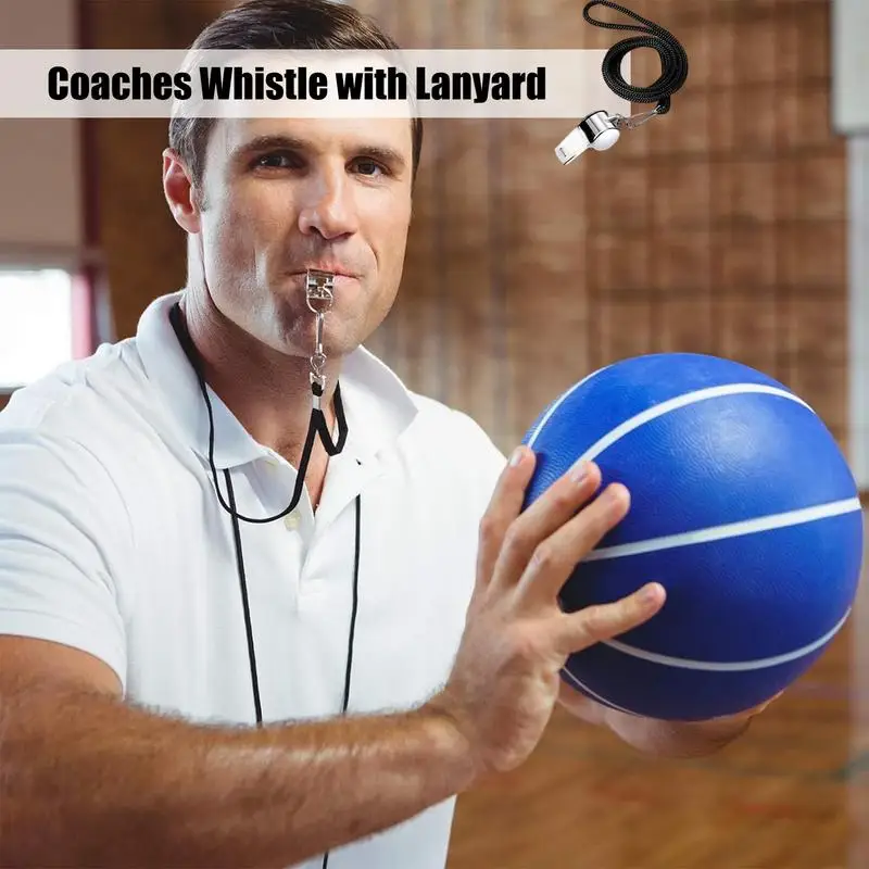 Coaches Whistle With Lanyard Metal Basketball Soccer Whistle Loud Clear Sound Recess Whistle For Teachers 6PCS Rope Whistle Set