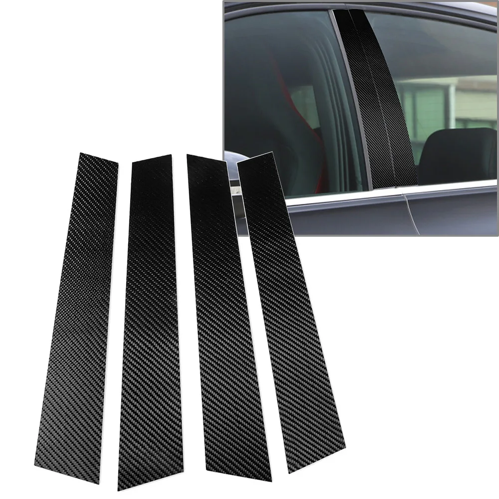 4 Pcs Carbon Fiber Car Window B-Pillars Cover Trim Decoration Sticker For VW Golf 8 MK8 2021 2022 2023