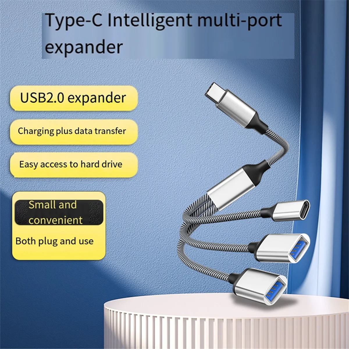 USB Splitter Cable Data Power Split Adapter USB C OTG Cable Phone Adapter, for Phone Laptop Tablet