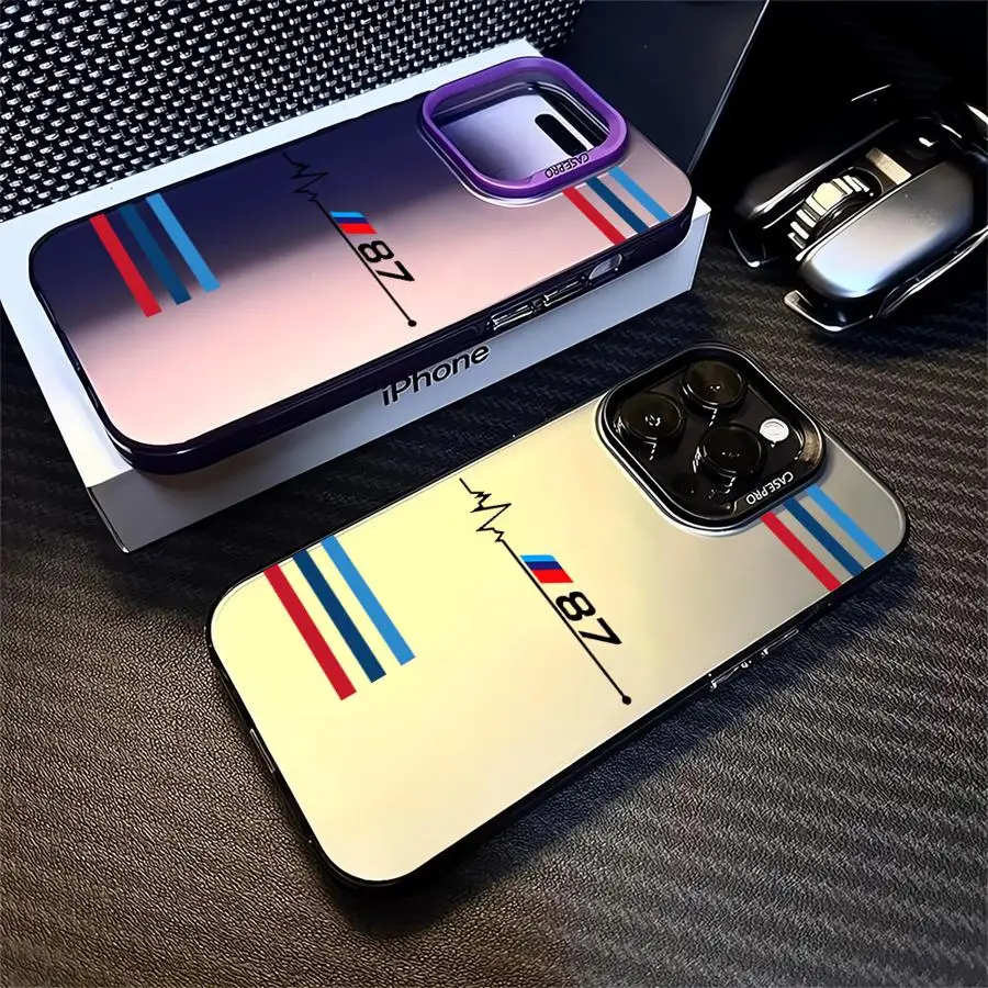 Phone Case for iPhone 16e 15 14 15 16 Pro Max Cover Red Blue Bar Logo Design