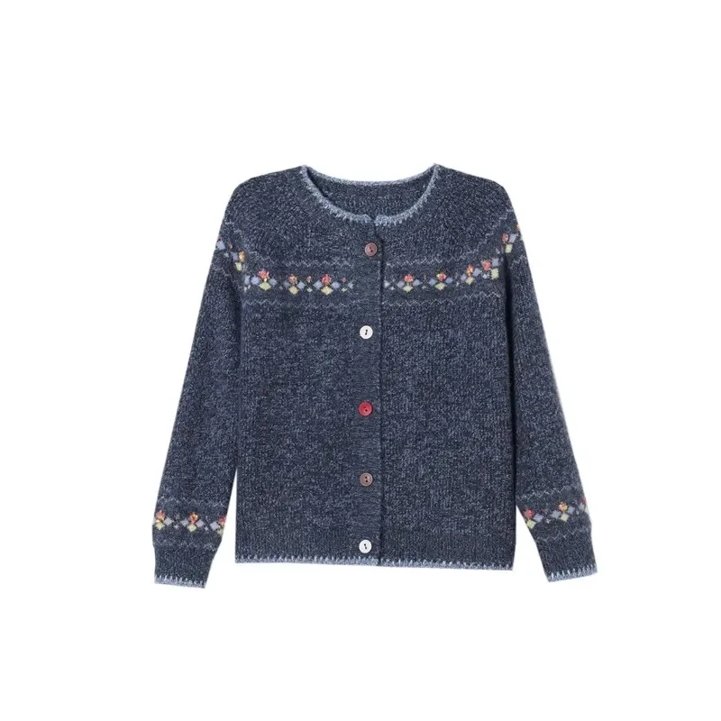 Oupilladt-Cardigan en tricot jacquard rétro pour femme, manteau pull pour femme, veste de style occidental, haut pour femme, début du printemps et