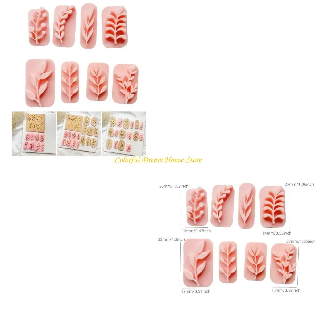 

J7JB 8pcs Practical Leaf Accessory Mold Set for DIY Earring Creation with High Quality Polymer Clay Easy to