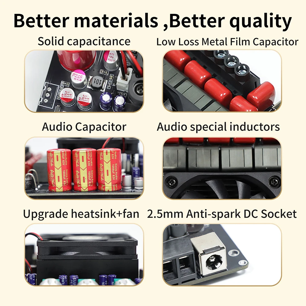 DP600H Bluetooth Digitaler Audioverstärker 300W X 2 + 600W TPA3255 Chip Weitspannungseingang DIY Heimkino-Lautsprechersystem – Detail 10