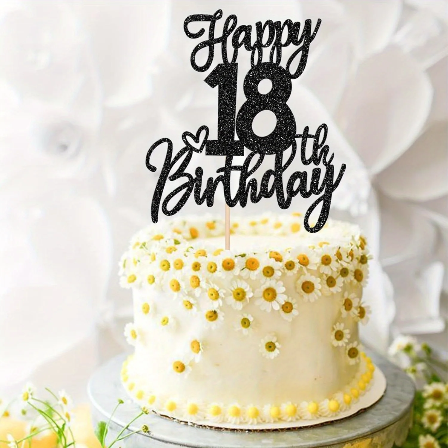 1 Stück schwarzer, anspruchsvoller Kuchendekoration zum 18. Geburtstag – offizielle Hello 18 Achtzehn-Kuchendekoration für Erwachsene für die Abschlussfeier – Detail 4
