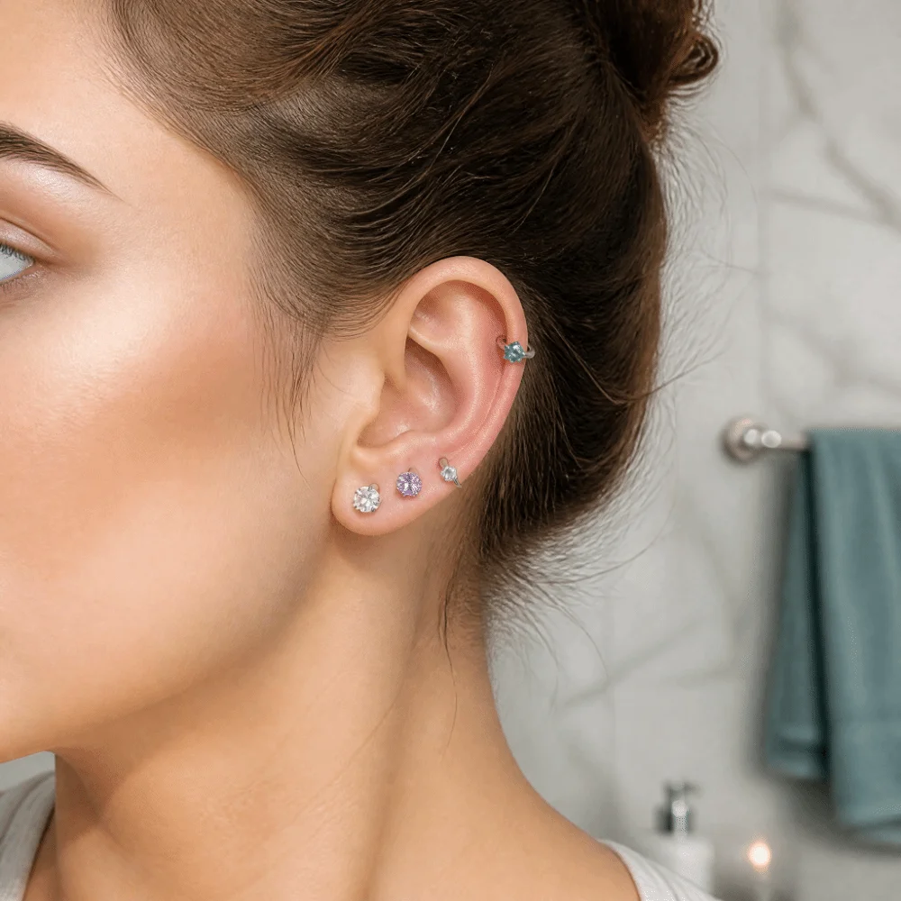 6/9/15pcs Stainless Steel Ear Piercing Jewelry Tool Set Rhinestone Zirconia Nose Rings Studs Durable 8/10mm