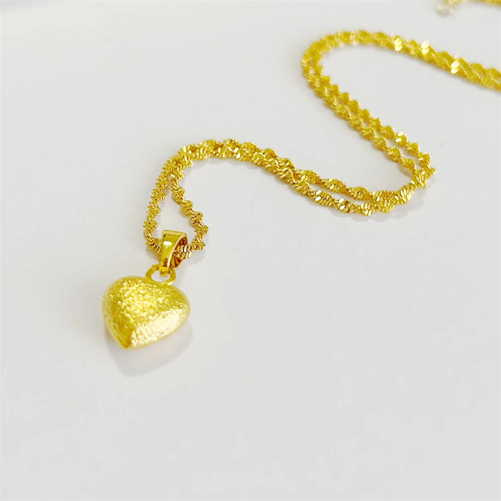 Women\'s Charm Necklaces 24k Yellow Gold Plated Heart Pendant Necklace Choker Collar Femme Trendy Jewelry Accessories Bijoux