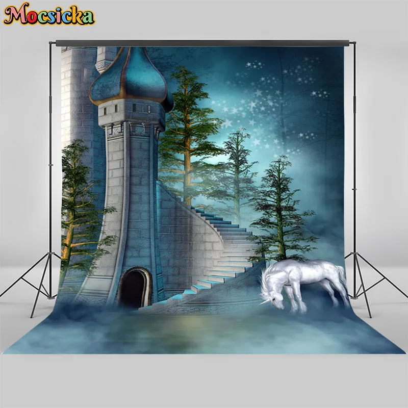 Mocsicka Castle Palace Backdrop Photography Birthday Decoration Girls Fairy Forest Mushroom Bedroom Frozen Party Studio Photo