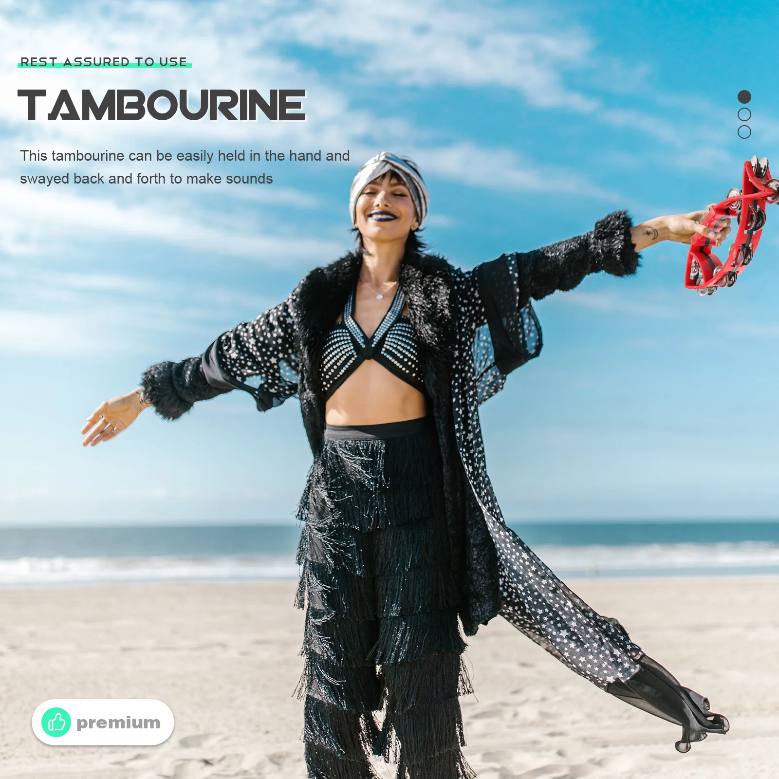 Przenośny tamburyn ręczny, lekki, łatwy do trzymania, instrument muzyczny do edukacji muzycznej dzieci, rozrywki na imprezach.
