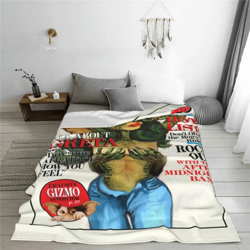 Greta Gremlin Flannel Throw Gremlins Gizmo Monster 80s Horror Christmas Movie Blanket for Car Ultra-Soft Bed Rug