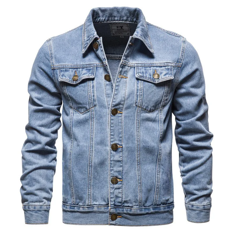 

Spring Autumn Jackets Jeans For Man High Street Solid Color Fashion Casual Cardigan Coat Large Size Slim Fit Denim Jacket