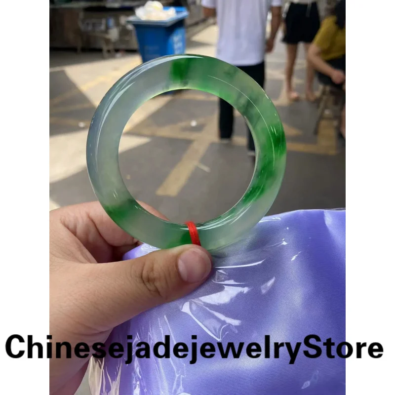 Natural Jadeite Bangles Perfect Icy Emerald Floating Green flower Jade Bracelet Boutique Jewellery Quality Handring Jewelry