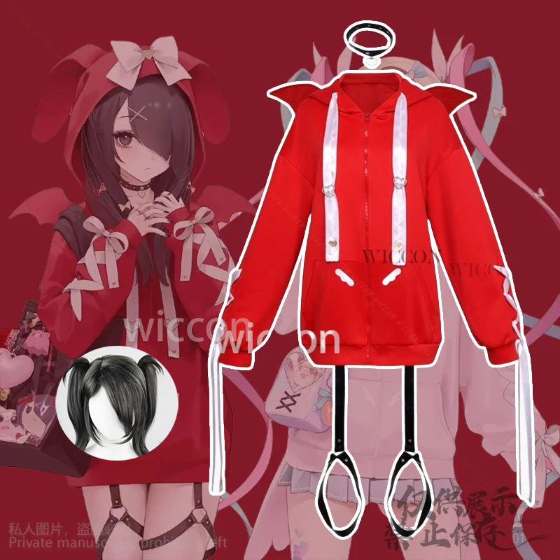

Аниме игра Needy Girl Overdose косплей костюм Ame KAngel красная толстовка с капюшоном для женщин и девочек парики одежда для рождественской вечеринки по индивидуальному заказу