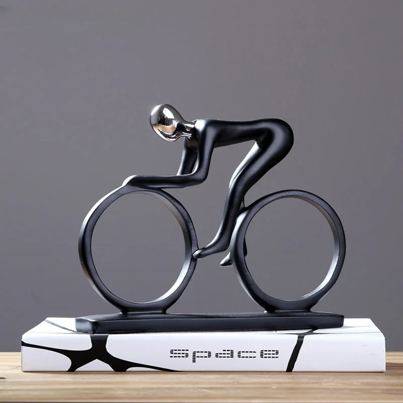 Modern Abstract Resin Bicycle Cyclist Statue Bicycle Rider Statue Bike Racer Rider Figurine Office Living Room Decor