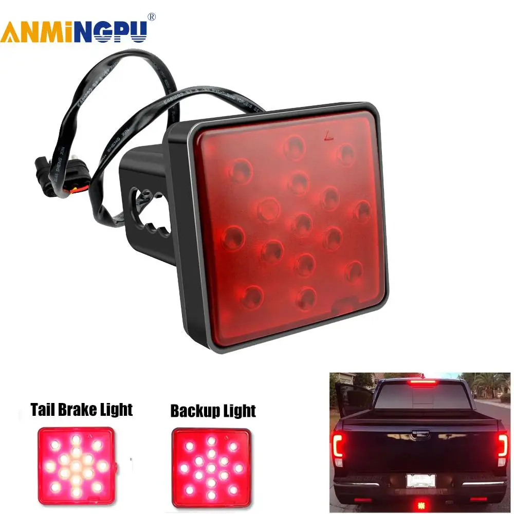 

Universal 2'' Trailer Hitch Receiver Cover 15LED Brake Led Lights Tube Cover Car Accessorie Car Signal Lamp Warning Strobe Light