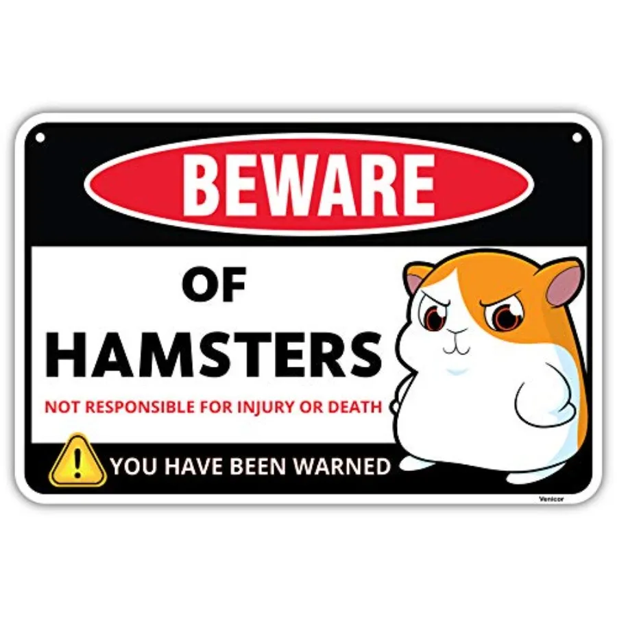 علامة الهامستر ديكور 8 × 12 بوصة الألومنيوم قفص هامستر اكسسوارات الهامستر الهدايا الأشياء اللعب الملابس ملصقات الاشياء