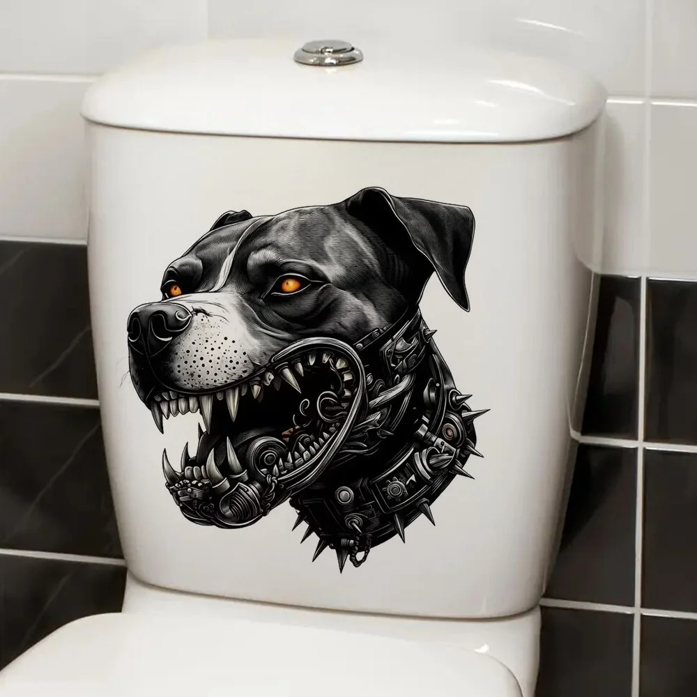 

Ferocious Dog Head Toilet Stickers, Bright Wall for Home, Cabinet, Door,Refrigerator Decoration, Vinyl Car Decals, Art Wallpaper