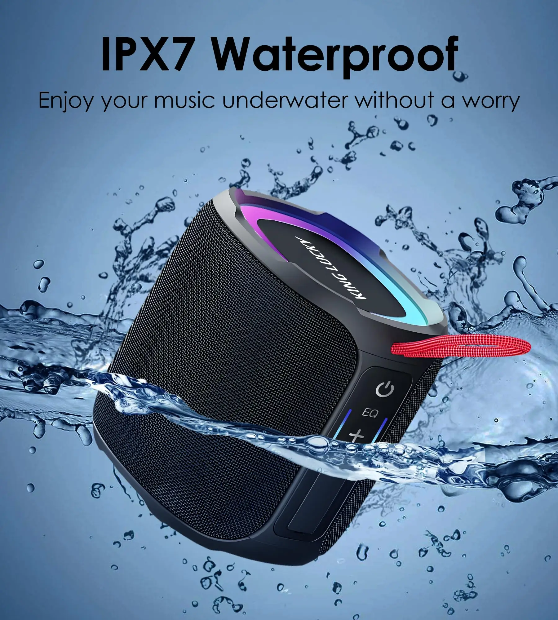 Kinglucky K50 Portable Wireless Bluetooth Speakers IPX7 Waterproof Outdoor Speaker with 30W Loud Stereo Sound Deep Bass 5000mAh